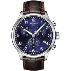 Tissot T-Sport Chrono XL férfi karóra T116.617.16.047.00, kék számlappal, barna bőr szíjjal