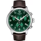 Tissot T-Classic Chrono XL férfi karóra T116.617.16.092.00, zöld számlappal, barna bőr szíjjal