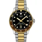 Tissot T-Sport Seastar 1000 GMT férfi karóra T120.852.22.051.00, fekete számlappal, arany nemesacél szíjjal