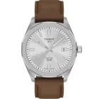 Tissot Classic PRC 100 Solar férfi karóra T151.422.16.031.00, ezüst számlappal, barna bőr szíjjal