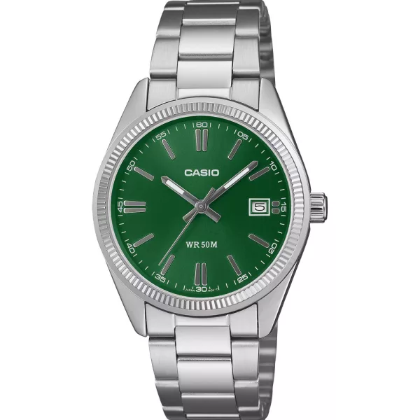 Casio Collection unisex karóra UTP-1302PD-3A1VEF, zöld számlappal, ezüst nemesacél szíjjal