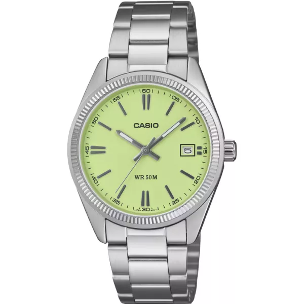 Casio Collection unisex karóra UTP-1302PD-3A2VEF, zöld számlappal, ezüst nemesacél szíjjal