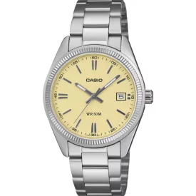Casio Collection unisex karóra UTP-1302PD-9AVEF, bézs számlappal, ezüst nemesacél szíjjal