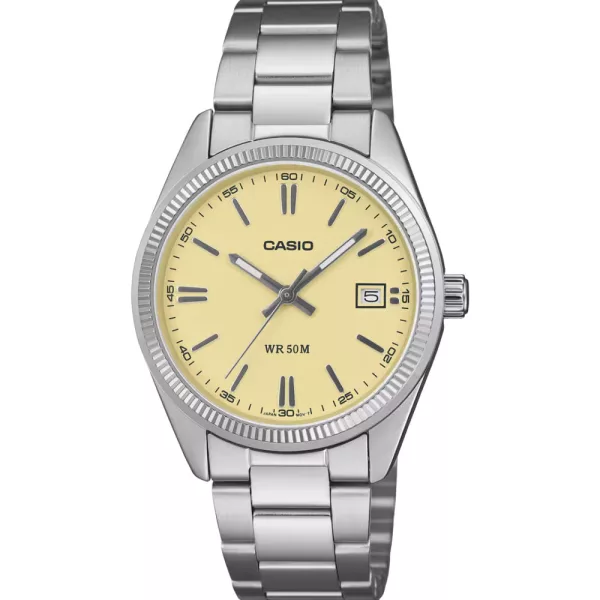 Casio Collection unisex karóra UTP-1302PD-9AVEF, bézs számlappal, ezüst nemesacél szíjjal